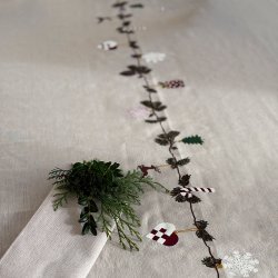 Bomuld Juledug - Natur m. Julemnster