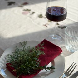 Bomuld Juledug - Natur m. Julemnster