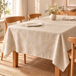 Bomuld Dug Jacquard Blomster - Sand