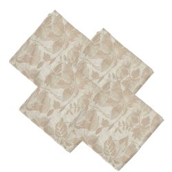 Bomuld Mundserviet Jacquard Blomster - Sand - 4 stk.