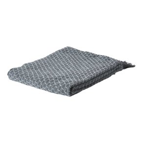 Dacore Plaid Bomuld 125 x 150 cm. - Mrkegr/Natur Strib