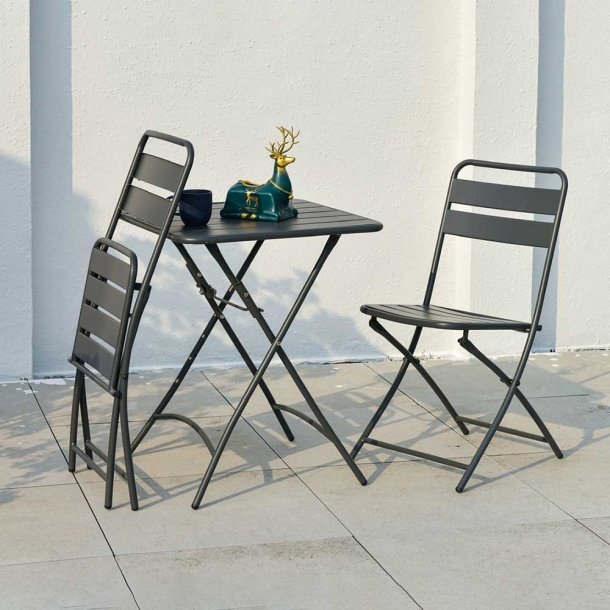 Dacore Lara Cafst I Stl - Foldestole + 60 x 60 cm. Cafbord - Sort