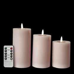 Dacore LED Bloklys 7,5 cm. - 3 stk + Fjernbetjening