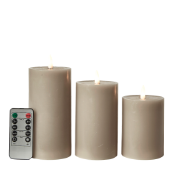 Dacore LED Bloklys 7,5 cm. - 3 stk + Fjernbetjening