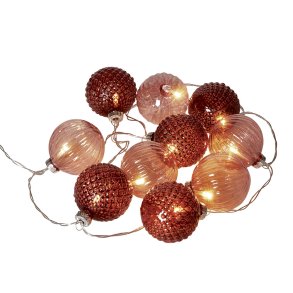 Batteridrevet LED Guirlande m. Kugler - 1,6M - Rosa