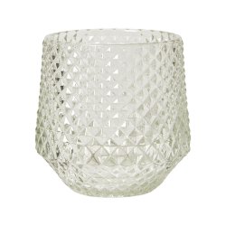 Lysestage Med Mnster Til Fyrfadslys 3 Pak - 10x7 cm - Klar Glas