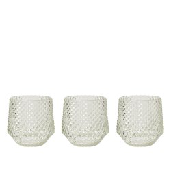 Lysestage Med Mnster Til Fyrfadslys 3 Pak - 10x7 cm - Klar Glas