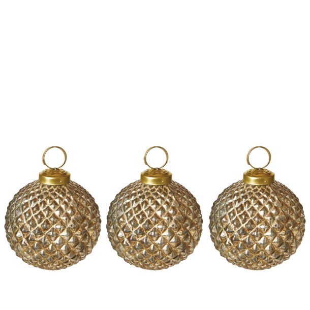 Julekugle Antik - 3 stk. - Guld Glas