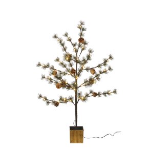 Juletr Med Kogler, Guld Potte og Lyskde - 90 cm - Grn