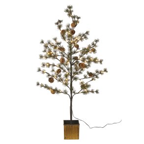 Juletr Med Kogler, Guld Potte og Lyskde - 120 cm - Grn