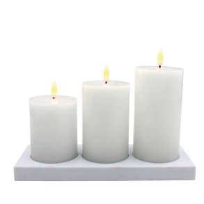 Dacore Opladelige LED Bloklys 7,5 cm. - 3 stk + Fjernbetjening