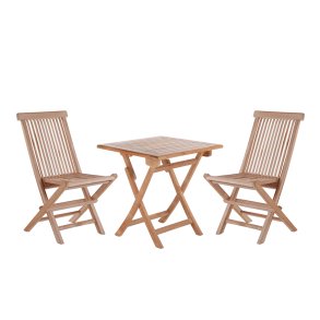 Dacore Jepara Teak Cafst - Foldestole Uden Armln + 70 x 70 cm. Cafbord