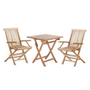 Dacore Jepara Teak Cafst - Foldestole Med Armln + 70 x 70 cm. Cafbord