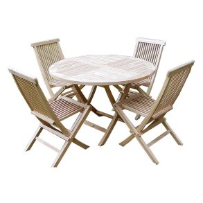 Dacore Jepara Teak Rundt Havest - Foldestole Uden Armln + 90 cm. Havebord