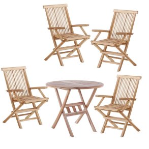 Dacore Jepara Teak Rundt Haves�t - Foldestole Med Arml�n + �90 cm. Havebord