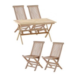 Dacore Jepara Teak Havest - Foldestole Uden Armln + 120 x 70 cm. Havebord