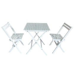 Dacore Tokyo Akacietr Cafst - Foldestole + 60 x 60 cm. Cafbord - Hvid