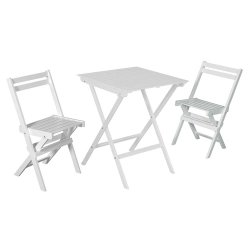 Dacore Tokyo Akacietr Cafst - Foldestole + 60 x 60 cm. Cafbord - Hvid