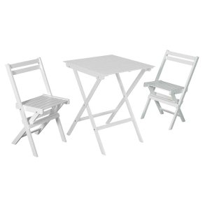 Dacore Tokyo Akacietr Cafst - Foldestole + 60 x 60 cm. Cafbord - Hvid