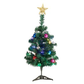 Juletr m. 15 LED Lyskde & Pynt - 70 cm. - Multifarvet