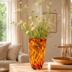 Vase Twist - 28 cm. - Ravfarvet Glas