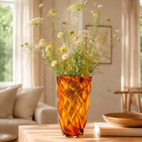 Vase Twist - 28 cm. - Ravfarvet Glas
