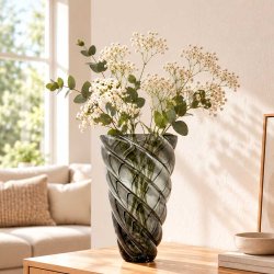 Vase Twist - 28 cm. - Gr� Glas