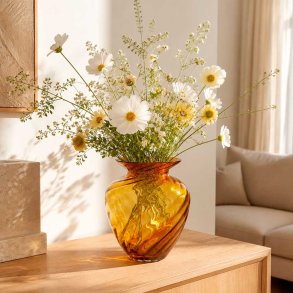 Vase Swirl - 25 cm. - Ravfarvet Glas