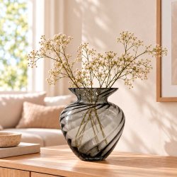 Vase Swirl - 25 cm. - Koksgr� Glas
