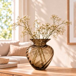 Vase Swirl - 25 cm. - Lys Brun Glas