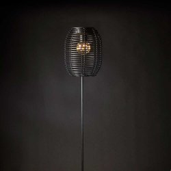  Flettet Solcelle Spyd Lanterne m. P�re - 80 cm - Sort