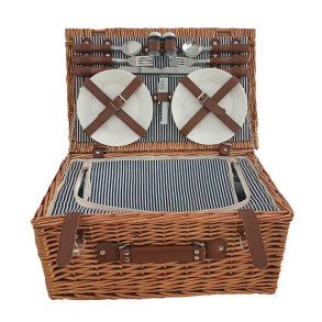 Picnickurv inkl. Indhold til 4 Personer - Brun Pil