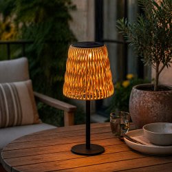 Flettet Solcelle Lampe "Elly" m. P�re - 30,5 cm - Natur