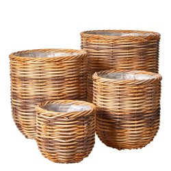 Plantekurv Polyrattan - S�t af 4 - Natur