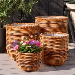 Plantekurv Polyrattan - S�t af 4 - Natur