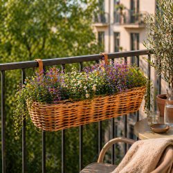 Altankasse Oval Polyrattan m. B�jler - 50,5 cm. - Natur