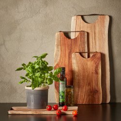 Dacore Skrebrt Med Lderhndtag - Akacietr -  32 x 18 cm 