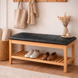 B�nkhynde Tokyo B�ffel L�der 88 x 40 cm. - Sort