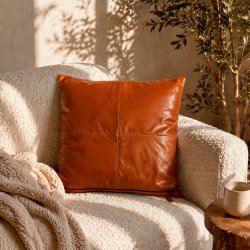  Pudebetr�k 45 x 45 cm. - B�ffel L�der - Cognac