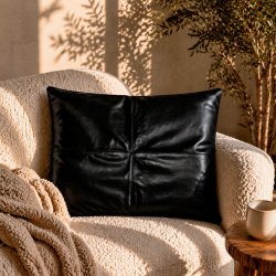 Pudebetr�k 40 x 60 cm. - B�ffel L�der - Sort