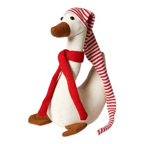 Juleand m. Nissehue & Trklde - 35 cm. - Sand/Rd/Hvid