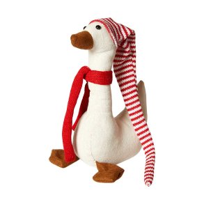 Juleand m. Nissehue & Trklde - 25 cm. - Sand/Rd/Hvid