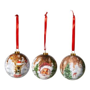Julekugle m. Julemotiv - 3 stk. - Papmache