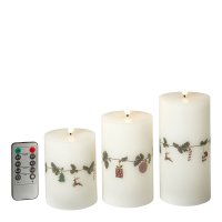 Dacore LED Bloklys 7,5 cm. - 3 stk + Fjernbetjening - Juleguirlande