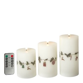 Dacore LED Bloklys 7,5 cm. - 3 stk + Fjernbetjening - Juleguirlande