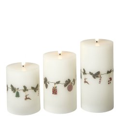 Dacore LED Bloklys 7,5 cm. - 3 stk + Fjernbetjening - Juleguirlande