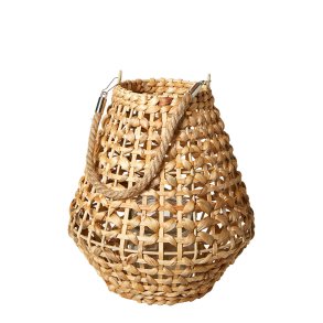 Lanterne I Flettet Vandhyacint - H23 cm - Natur