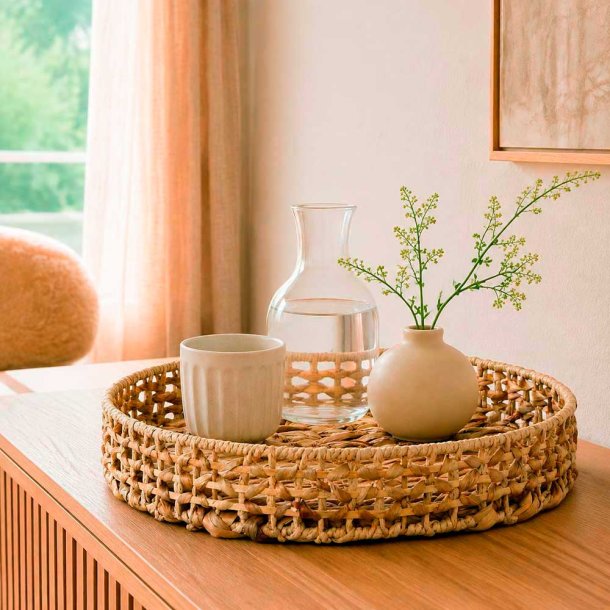 Serveringsbakke I Flettet Vandhyacint - �35 cm - Natur