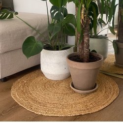 Flettet Jute Gulvtppe - Rundt - Natur