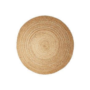 Flettet Jute Gulvtppe - Rundt - Natur